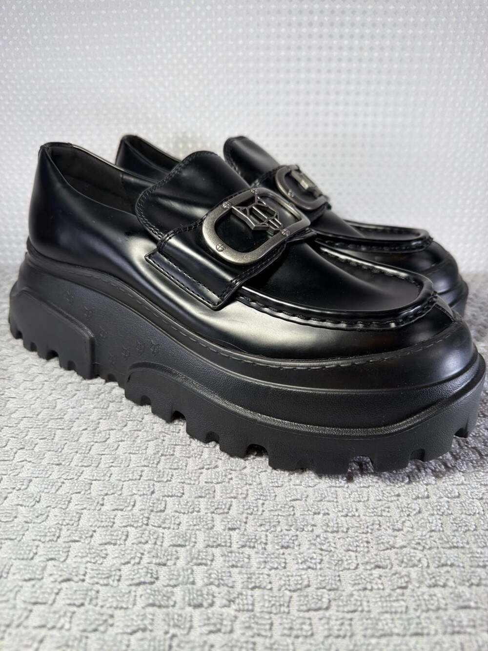 Naked Wolfe Slime Black Leather Platform Loafers